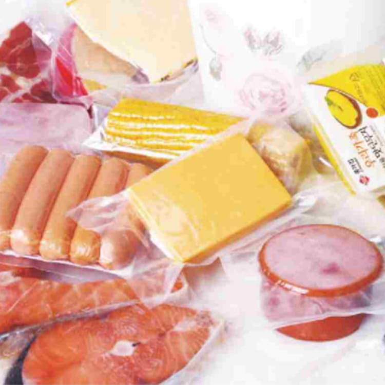 Filme plástico co-extrudado de barreira alta para embalagem de carne de salsicha e queijo
